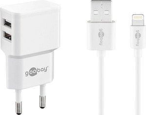 Thumbnail - goobay Ladekabel mit Adapter weiß, Kabellänge: 1,0 m, 12 Watt