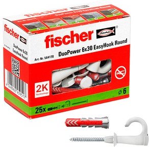 Thumbnail - fischer EasyHook Round - DuoPower 6x30 2K 564170 Dübel mit Schrauben, 25 St.