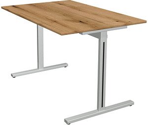Kerkmann Form 1 Schreibtisch eiche rechteckig, T-Fuß-Gestell silber 120,0 x 80,0 cm