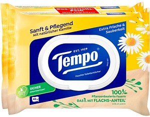 Tempo Feuchtes Toilettenpapier Sanft & Pflegend Duo-Pack 1-lagig, 2x 42 Tücher