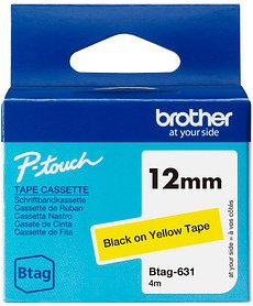 brother Schriftband Btag BTAG631, 12 mm schwarz auf gelb, 1 St.