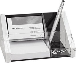 Thumbnail - WEDO Schreibtisch-Organizer Exklusiv glasklar/schwarz Acryl 4 Fächer 16,4 x 9,7 x 8,9 cm