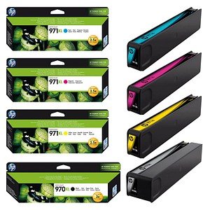 HP 970XL + 971XL (CN625AE/CN626AE/CN627AE/CN628AE) schwarz, cyan, magenta, gelb Druckerpatronen, 4er-Set
