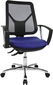 Topstar Bürostuhl Ergo Steel Net Stoff blau, Gestell chrom