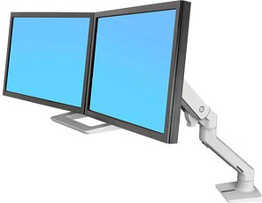 ergotron Monitor-Halterung HX Dual 45-476-216 weiß für 2 Monitore, Tischklemme, Tischbohrung