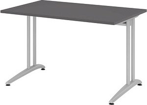 HAMMERBACHER BS12 Schreibtisch grafit rechteckig, C-Fuß-Gestell silber 120,0 x 80,0 cm
