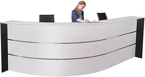 Kerkmann Empfangstheke BARI gebogen, weiß, anthrazit 334,0 x 182,5 x 112,0 cm