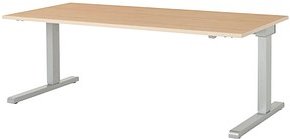 mauser varitos.c elektrisch höhenverstellbarer Schreibtisch ahorn, alu rechteckig, C-Fuß-Gestell alu 180,0 x 80,0 cm