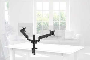 Thumbnail - hama Monitor-Halterung FULLMOTION 00118498 schwarz für 2 Monitore, Tischklemme