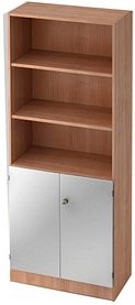 HAMMERBACHER Regalschrank V6770, V6770/N/S/SG nussbaum, silber 80,0 x 42,0 x 200,4 cm, 1 St.