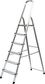 Thumbnail - MUNK Stehleiter einseitig 11127 silber 6 Stufen, H: 204,5 cm