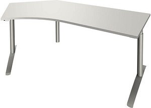 Thumbnail - fm fastline Schreibtisch lichtgrau Bogenform, C-Fuß-Gestell silber 220,0 x 80,0 cm