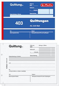 herlitz Quittung mit MwSt. separat ausgewiesen Formularbuch 403, 1 St.