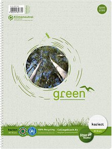 Thumbnail - Ursus Collegeblöcke green kariert DIN A4 ohne Rand, 1 Block
