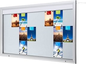 Showdown® Displays Schaukasten T LED silber 24x DIN A4