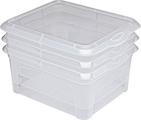 flink & sauber Aufbewahrungsboxen transparent 20,0 x 16,0 x 9,0 cm, 3 St.