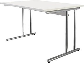 Thumbnail - Kerkmann Lago Schreibtisch weiß rechteckig, C-Fuß-Gestell chrom 120,0 x 80,0 cm