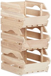 Thumbnail - relaxdays Stapelkisten Holz braun 27,5 x 38,0 x 20,0 cm, 3 St.