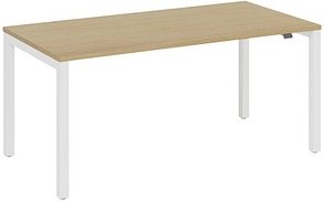 Thumbnail - fm Catro Schreibtisch akazie, verkehrsweiß rechteckig, 4-Fuß-Gestell weiß 160,0 x 80,0 cm