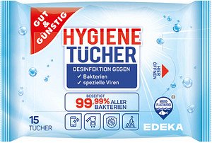GUT&GÜNSTIG Desinfektionstücher 1-lagig weiß, 15 Tücher
