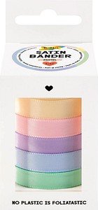 folia Geschenkband PASTELL satiniert pink, orange, gelb, grün, blau 10,0 mm x 4,0 m