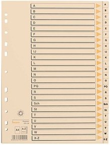 bene Ordnerregister DIN A4 Vollformat A-Z chamois 24-teilig, 1 Satz