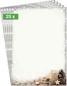 SIGEL Weihnachtsbriefpapier Christmas Candle Motiv DIN A4 90 g/qm 25 Blatt