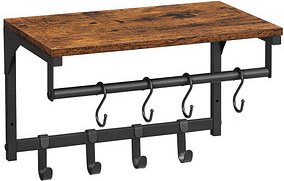 VASAGLE Wandgarderobe braun Holz 8 Haken 40,0 x 24,0 cm