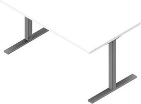 Thumbnail - Quadrifoglio Schreibtisch weiß rechteckig, C-Fuß-Gestell silber 140,0 x 80,0 cm