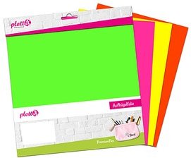 plottiX PremiumFlex Neon Aufbügelfolie farbsortiert Flex-Folie 30,0 x 30,0 cm, 4 St.