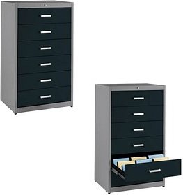 mauser client cardy Karteischrank alu, anthrazitgrau 6 Schubladen 80,0 x 60,0 x 135,0 cm