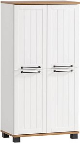 Thumbnail - MÖBELPARTNER Badschrank Jelda 154232 eiche landhaus, weiß 59,8 x 32,6 x 116,9 cm