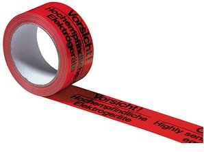 SUPRA Warnklebeband Vorsicht! Hochempfindliche Elektrogeräte rot/schwarz 50,0 mm x 66,0 m 1 Rolle