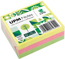 UPM Notes Brilliantmix Haftnotizen doppelte Haftung farbsortiert, 3 Blöcke