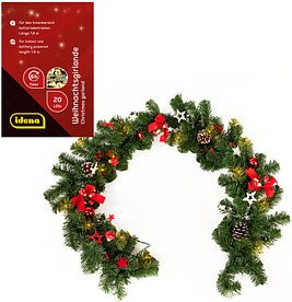 Thumbnail - Idena Weihnachtsgirlande mit 20er LED Lichterkette grün 1,8 m