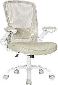 SONGMICS Bürostuhl, OBN037K02 Kunststoff weiß, Gestell weiß