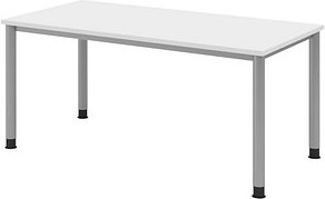 HAMMERBACHER HS16 höhenverstellbarer Schreibtisch weiß rechteckig, 4-Fuß-Gestell silber 160,0 x 80,0 cm