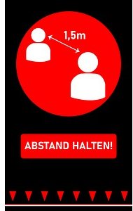 Thumbnail - Mercury Fußmatte Abstand halten schwarz, rot 90,0 x 150,0 cm