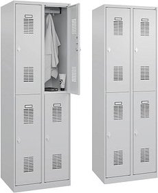 Thumbnail - CP Spinde Basic Plus lichtgrau 088355-20 S10002, 4 Schließfächer 60,0 x 50,0 x 185,0 cm