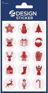 AVERY Zweckform Aufkleber Weihnachtsmotive, rot, 15 Etiketten