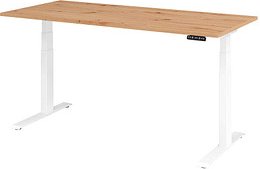 HAMMERBACHER XDKB19 elektrisch höhenverstellbarer Schreibtisch asteiche rechteckig, C-Fuß-Gestell weiß 180,0 x 80,0 cm