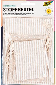 folia Stoffsäckchen mit Motiv Streifen und Punkte 8,0/10,0/13,0 x 10,0/130,/18,0 cm, 1 Pack