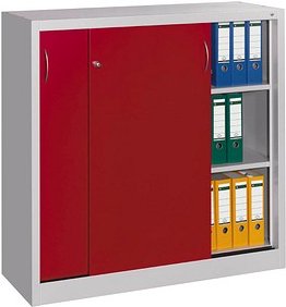 Thumbnail - CP Schiebetürenschrank C 2000 Acurado, 2046-00 S10098 lichtgrau, rubinrot 2 Fachböden 120,0 x 40,0 x 97,5 cm