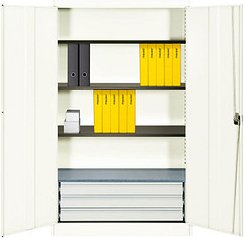 mauser Stahlschrank entero BFZ5 - 12 9010/9010 reinweiß 4 Fachböden 120,0 x 50,0 x 195,0 cm, aufgebaut, 1 St.