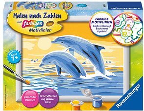 Thumbnail - Ravensburger Malen-nach-Zahlen Freunde des Meeres Delfine mehrfarbig