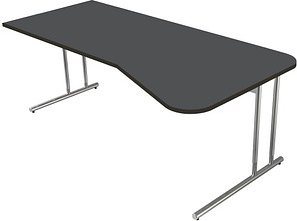 Thumbnail - Kerkmann Lago Schreibtisch anthrazit L-Form, C-Fuß-Gestell chrom 195,0 x 80,0/100,0 cm