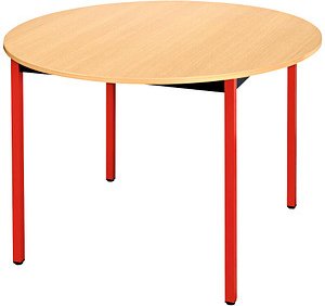 SODEMATUB Mehrzwecktisch buche, rot rund, Vierkantrohr rot, 110,0 x 110,0 x 74,0 cm