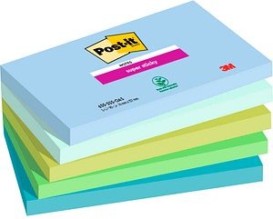 Post-it® Super Sticky Notes Oasis Collection Haftnotizen extrastark farbsortiert, 5 Blöcke