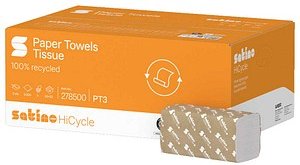 Satino Falthandtücher Comfort, 2-lagig, V-Falzung, mit Prägung, L 230 x B 250 mm, 100 % Recycling-Papier, hochweiß, 3200...