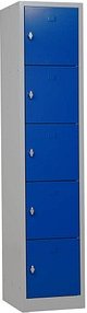 Gürkan Schließfachschrank lichtgrau, enzianblau 111281, 5 Schließfächer 41,0 x 45,0 x 190,0 cm